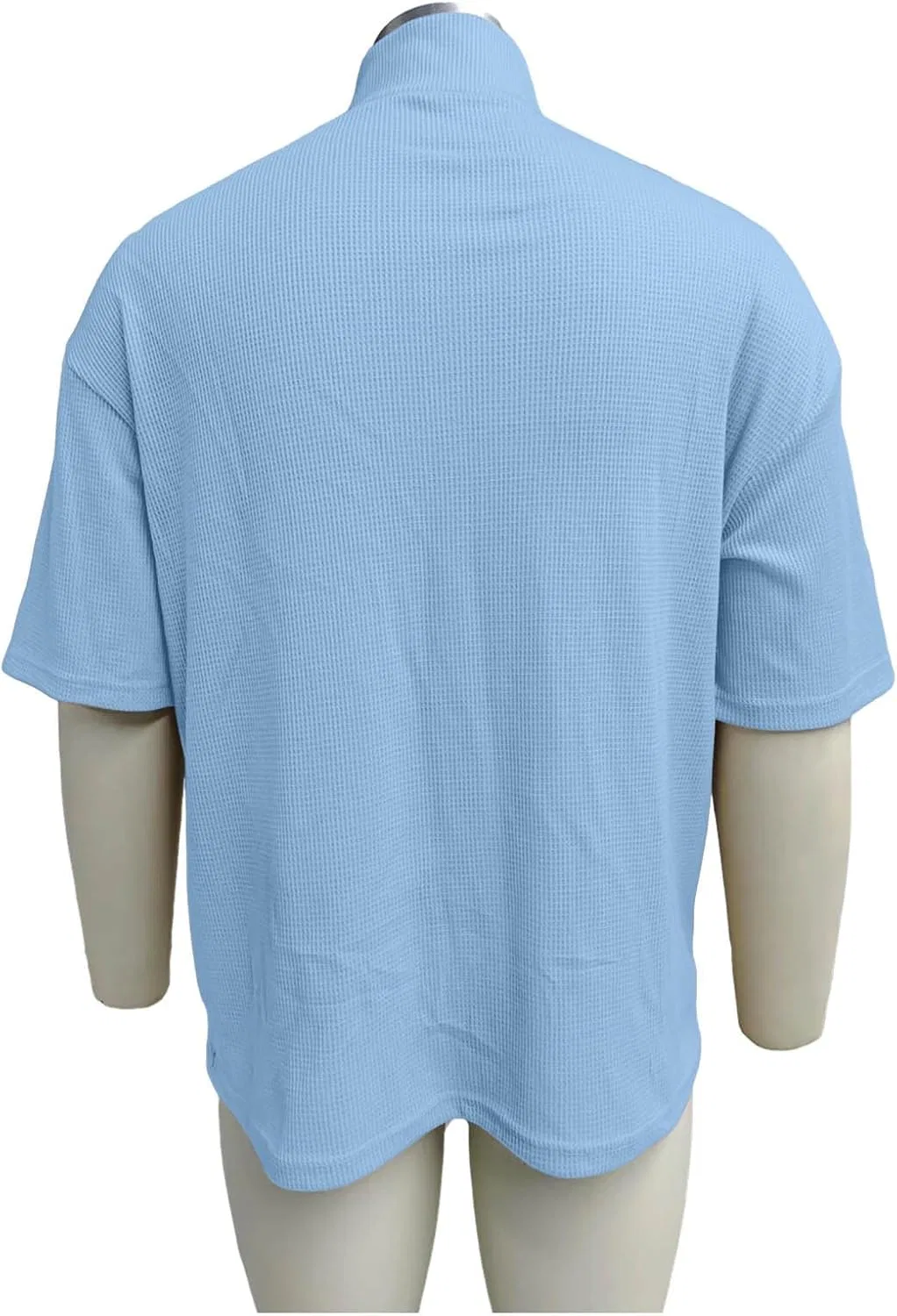Мужская футболка с четверть-молнией вафельной вязки Generic, Light Blue — фото 4