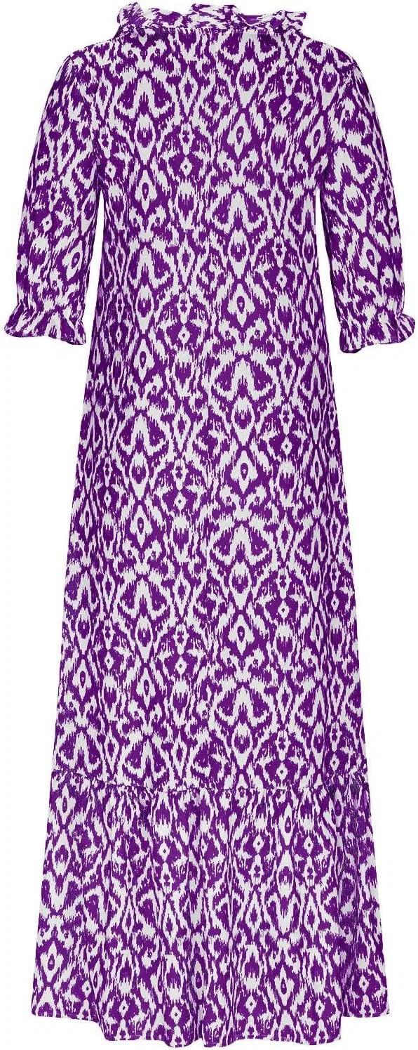Женское летнее платье макси с воланами и бахромой, Purple — фото 3