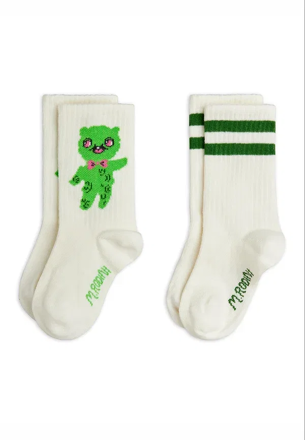 Носки 2-pack из хлопка Alien Mini Rodini, Off-white, белый