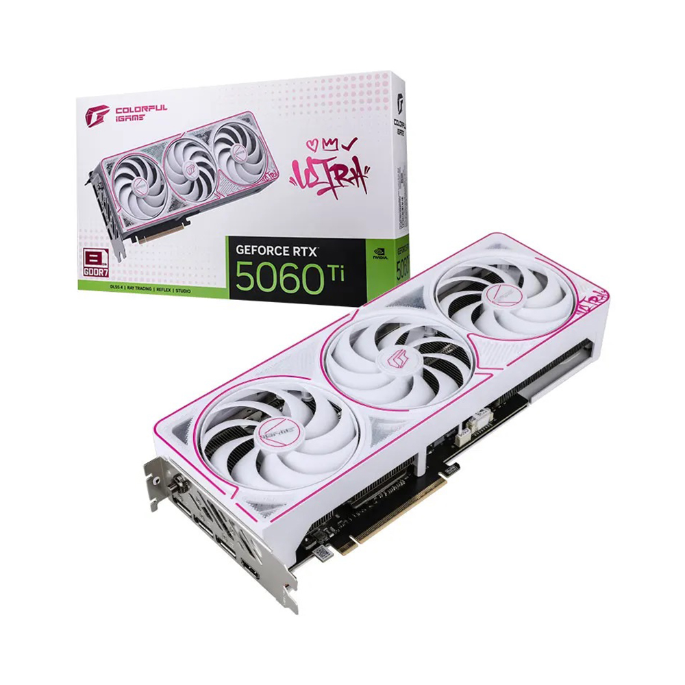 

Видеокарта Colorful iGame GeForce RTX 5060 Ti Ultra W OC, 8 Гб, белый