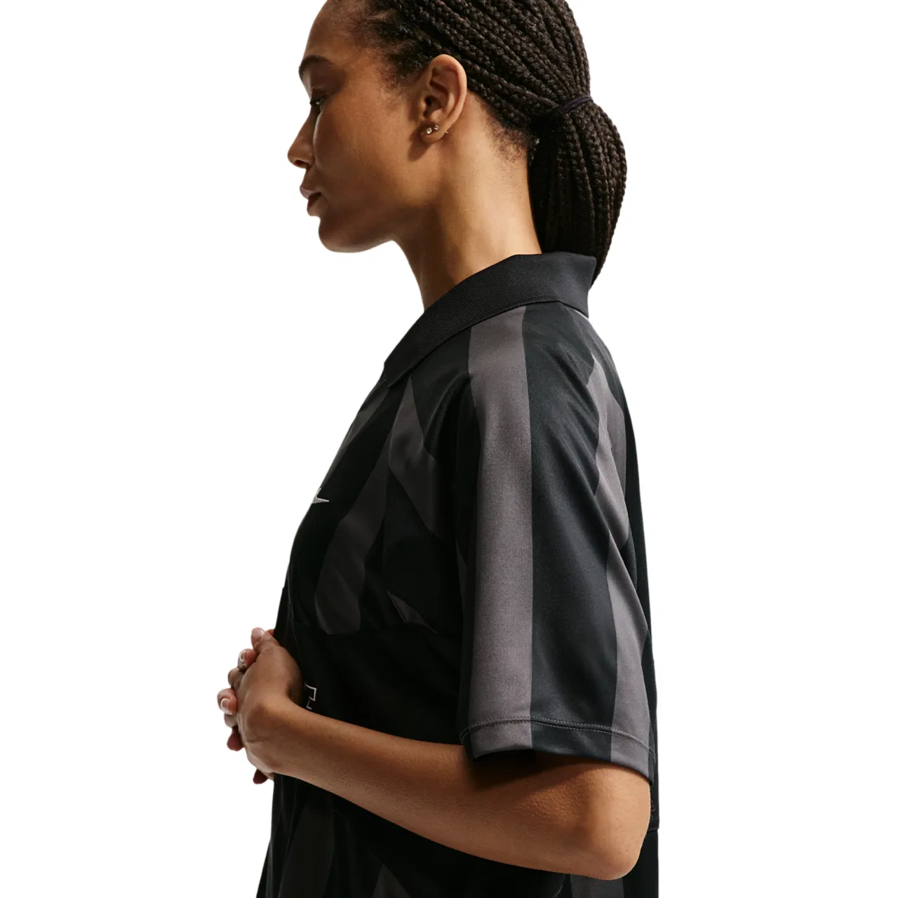 Женская футболка-поло Nike NSW Street Oversized SS Stripe Jersey, черный — фото 2