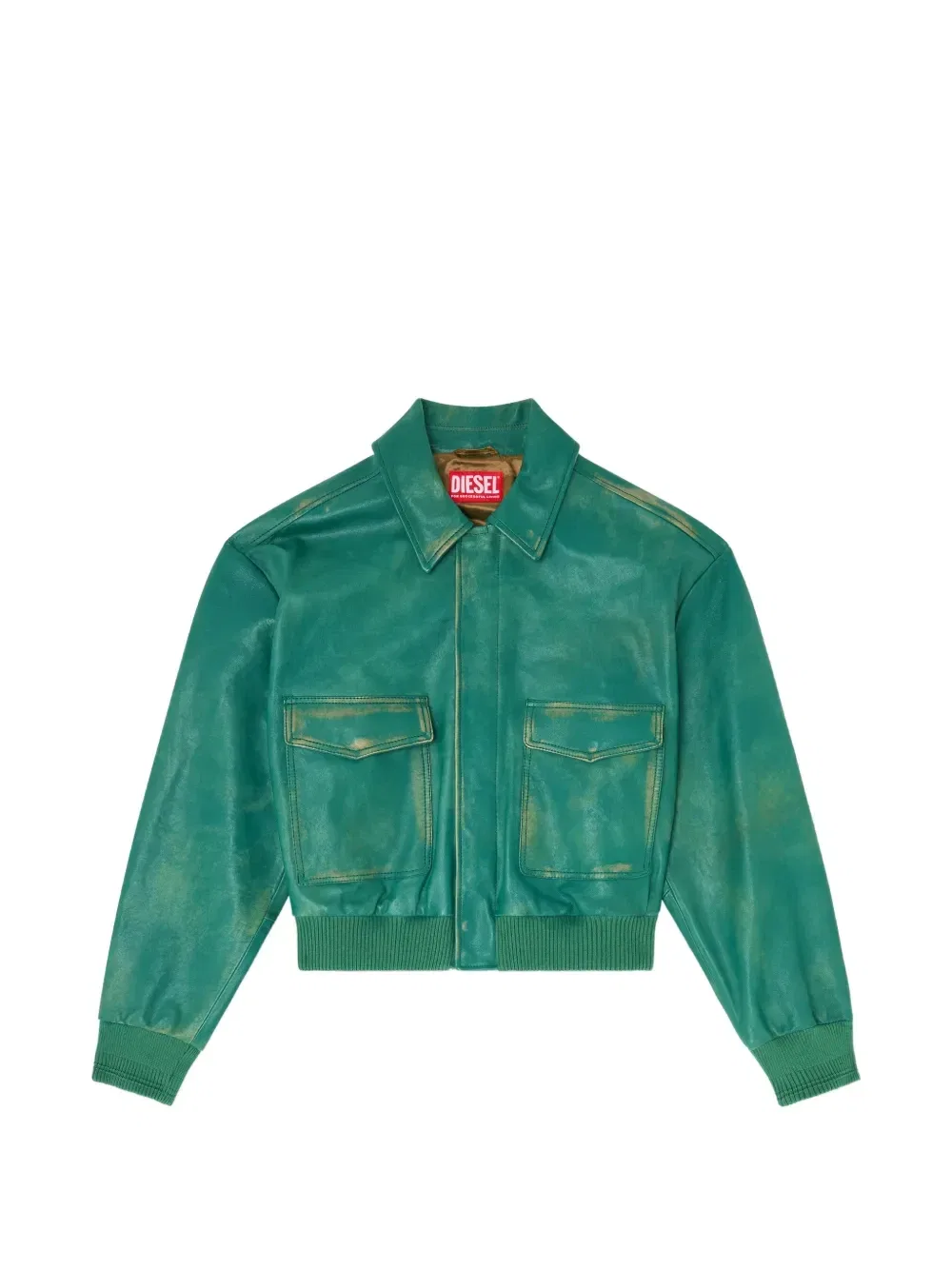 Куртка из обработанной кожи DIESEL, зеленый