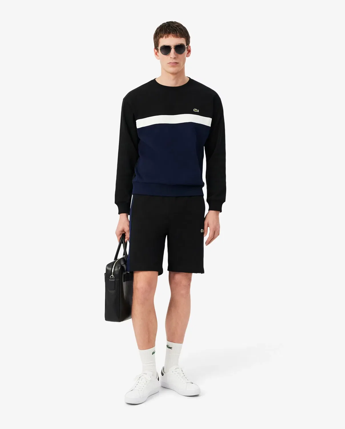 Мужские шорты из хлопка с принтом Lacoste, Negro — фото 4