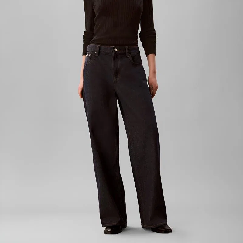 Женские джинсы с широкой штаниной Calvin Klein, Dark Blue — фото 4