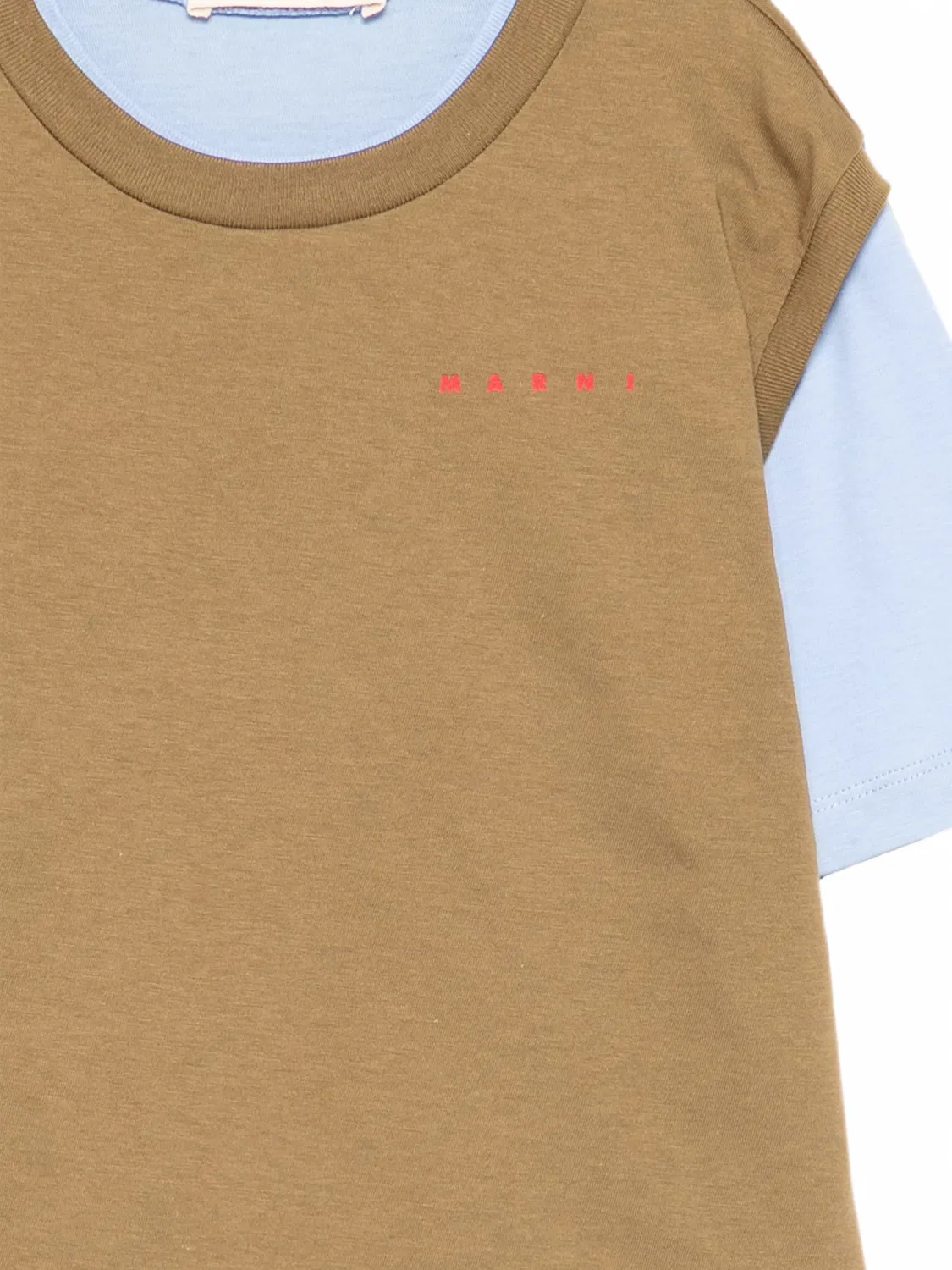 Многослойная футболка с длинными рукавами Marni Kids, зеленый — фото 3