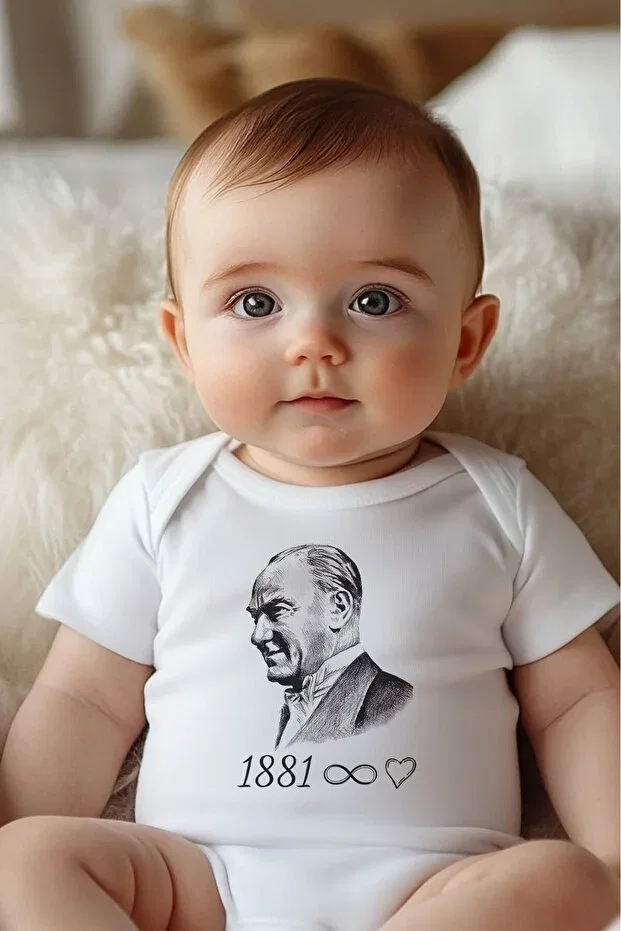 Детское боди для новорожденных с коротким рукавом Atatürk 1881 Astral Baby, Ecru