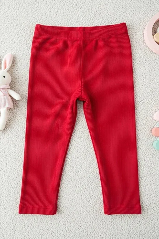 Детские леггинсы для девочек хлопковые High Waist, Paris Home, Red Leggings — фото 3