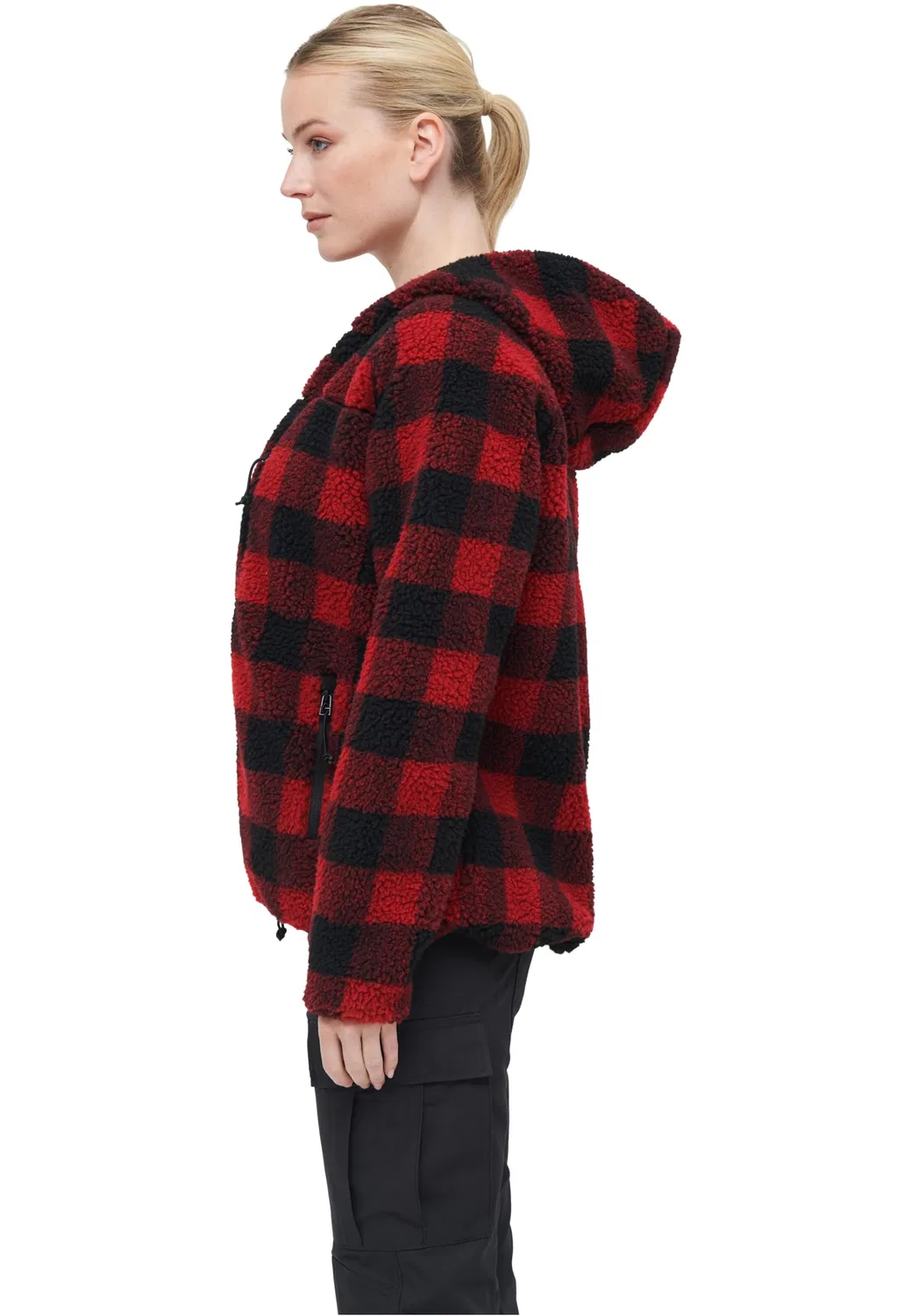 Женская куртка из флиса с капюшоном Brandit, RED/BLACK — фото 3