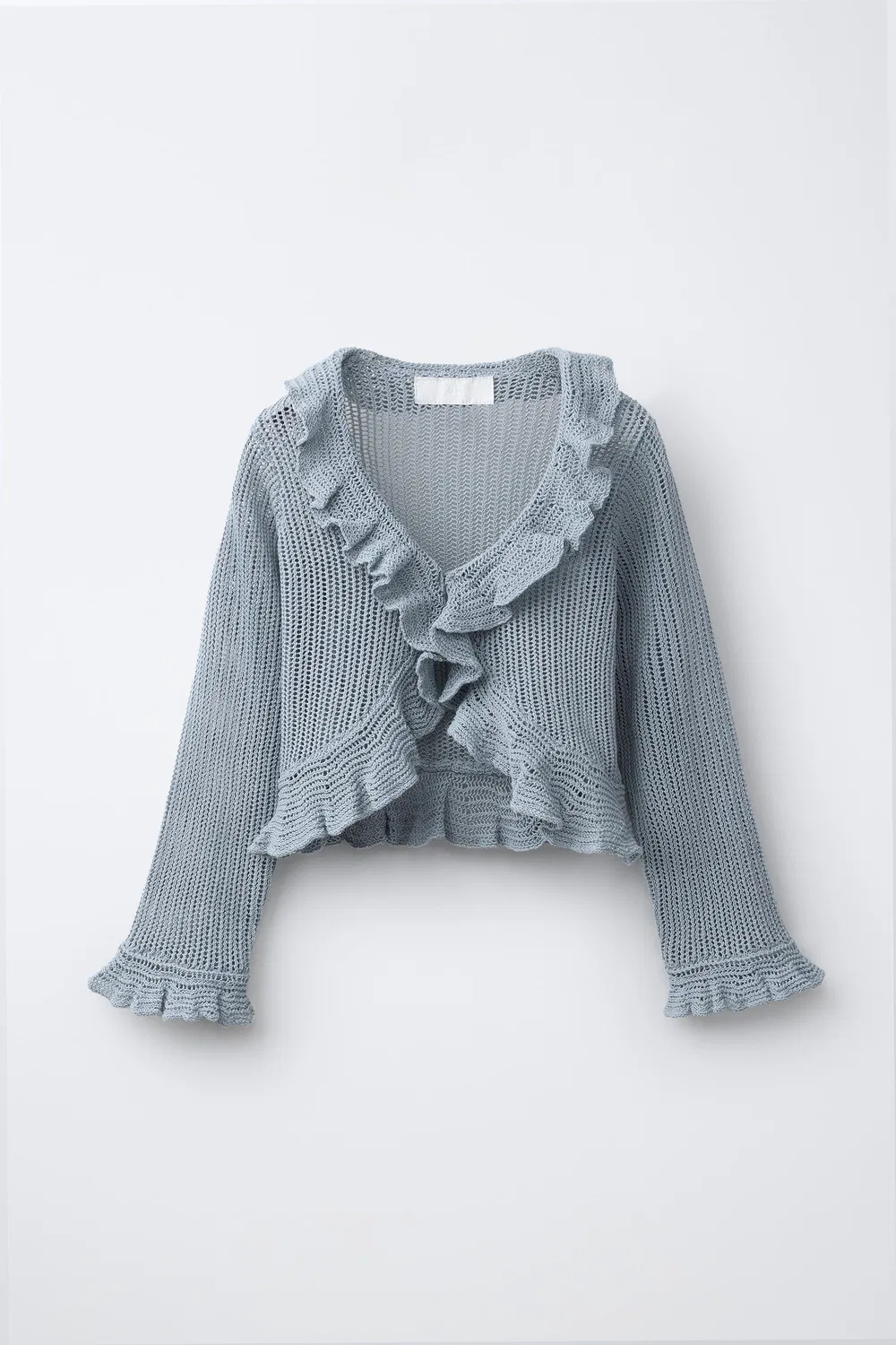 КАРДИГАН С ОБОРОЧКАМИ ZARA, Blue/Grey