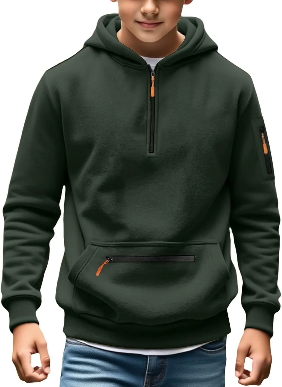 Детская толстовка на молнии, Generic, Blackish Green