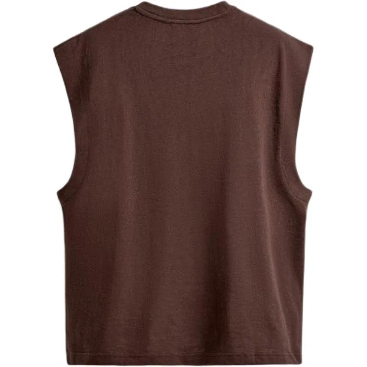 Мужская футболка без рукавов с круглым вырезом Brown ZARA, Brown — фото 3