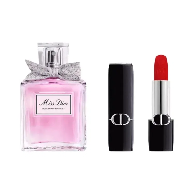 Женский парфюмерный набор с бальзамом для губ, модель Floral Sweetheart, DIOR, Vivid Blue Gold
