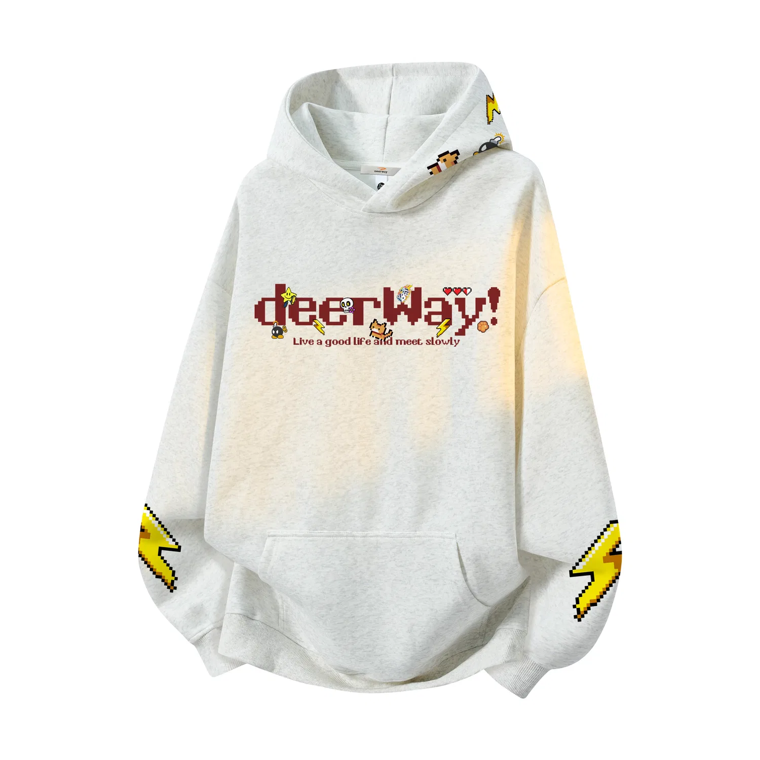 Детский свитшот с капюшоном средней плотности DEERWAY, White Heather Gray