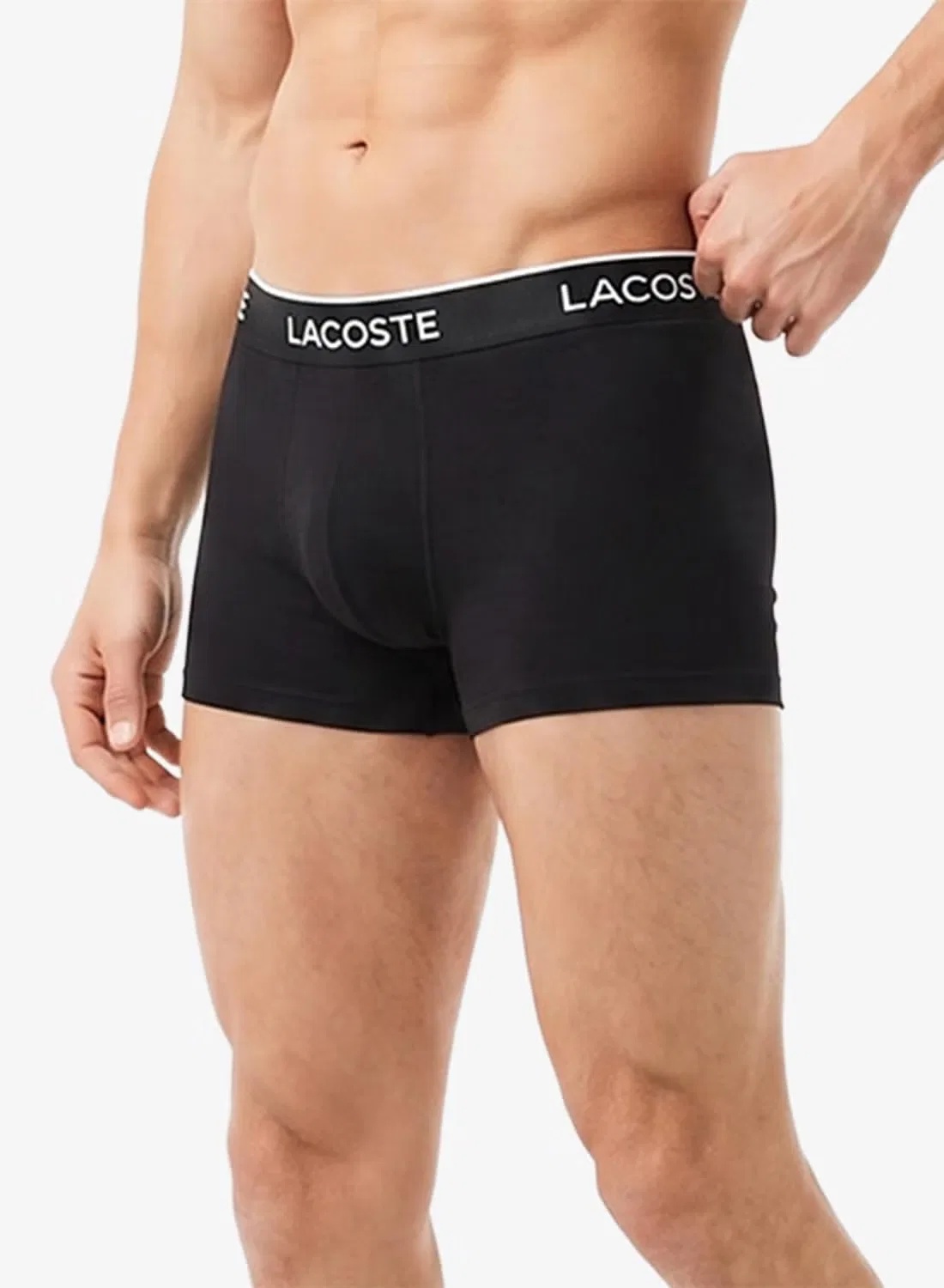 Трусы-боксеры эластичные комплект из 3 штук Lacoste, черный — фото 2