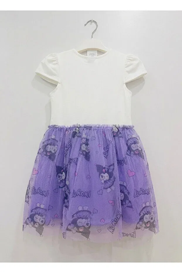 Детское платье для девочек с принтом Kuromi Printed Tulle Tutu Short Sleeve Dress Neva Baby Boutique, White — фото 4