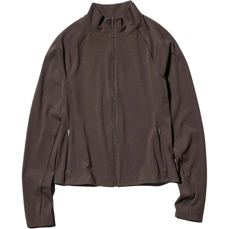 Куртка женская с воротником-стойкой, тонкая, UNIQLO, Brown Black