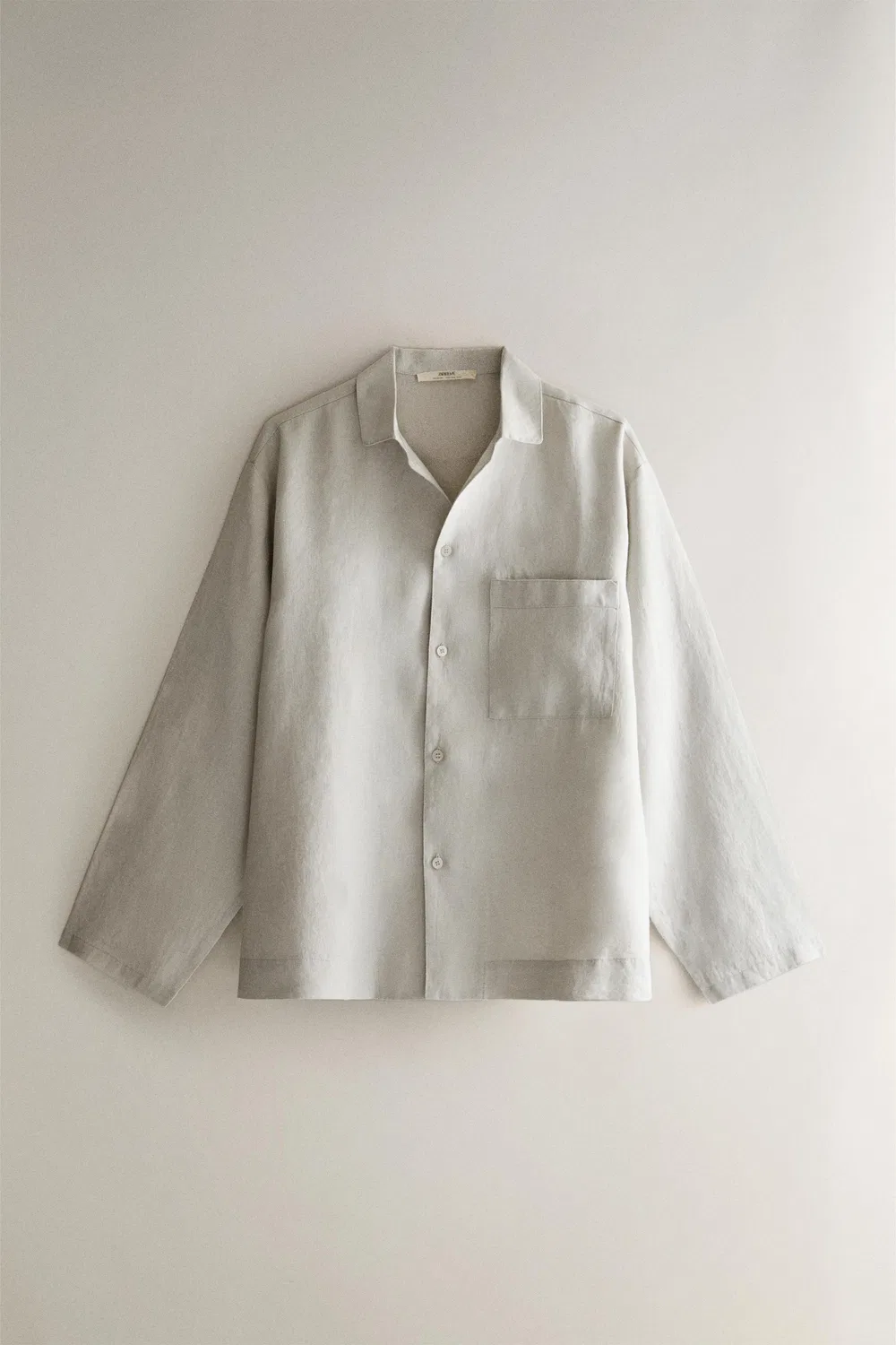 Льняная рубашка с карманом ZARA, Grey