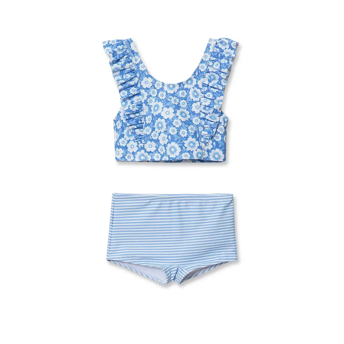 Детский комплект для плавания (танкини и плавки) с воланами Lands' End, Blue Poppy Floral