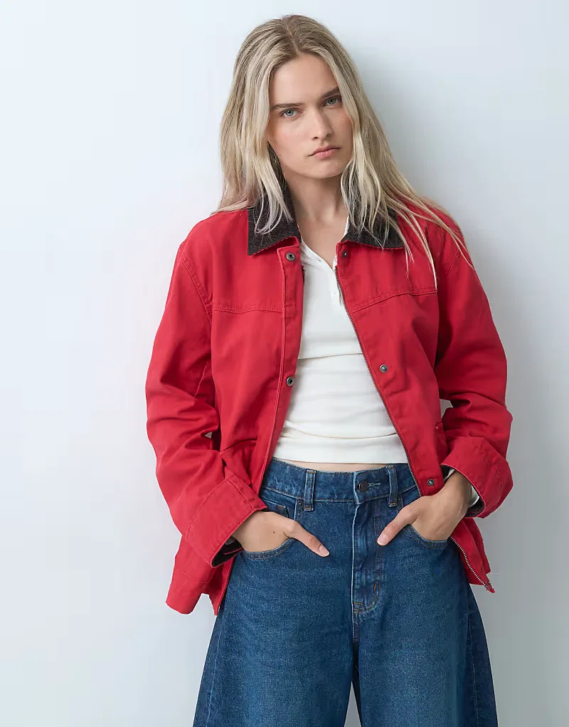 Куртка GAP Woven в стиле "амбарная куртка", красный