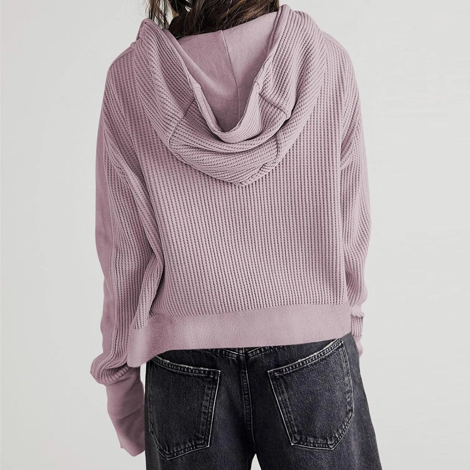 Женское худи с короткой молнией из вельвета Honeycomb Jacket, purple — фото 3