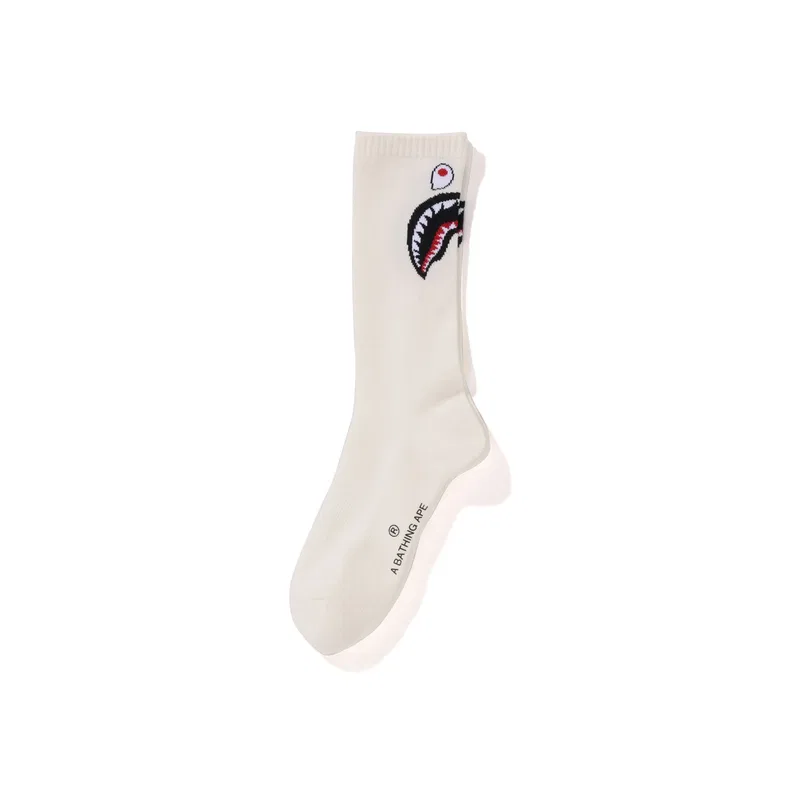 Детские носки с принтом Crew Socks Unisex A BATHING APE, White WHX