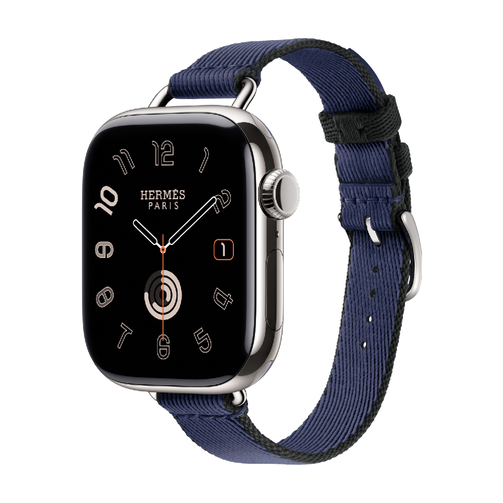 

Apple Watch Hermès Series 11 (GPS+Cellular), 42 мм, Silver Titanium Case/Navy/Noir Twill Jump Attelage Single Tour, Серебристый, Apple Watch Hermès Series 11 (GPS+Cellular), 42 мм, Silver Titanium Case/Navy/Noir Twill Jump Attelage Single Tour