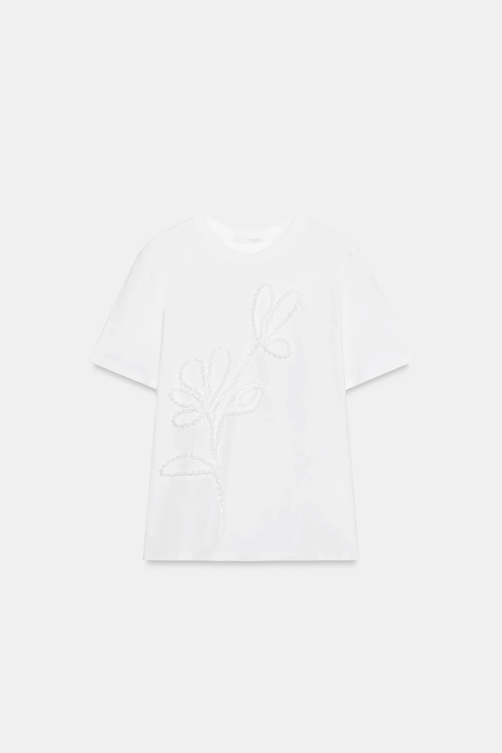 Футболка с рельефным цветочным рисунком ZARA, White — фото 4