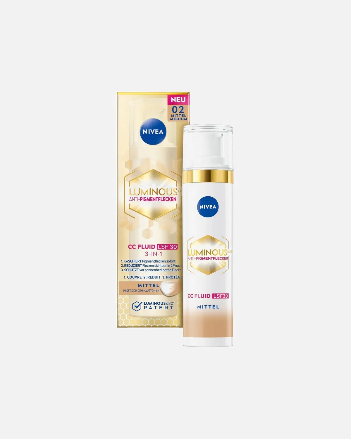 Уход за пигментными пятнами: Luminous 630 Anti-Pigment Spot CC Fluid 3in1 Medium Nivea, 40 Ml