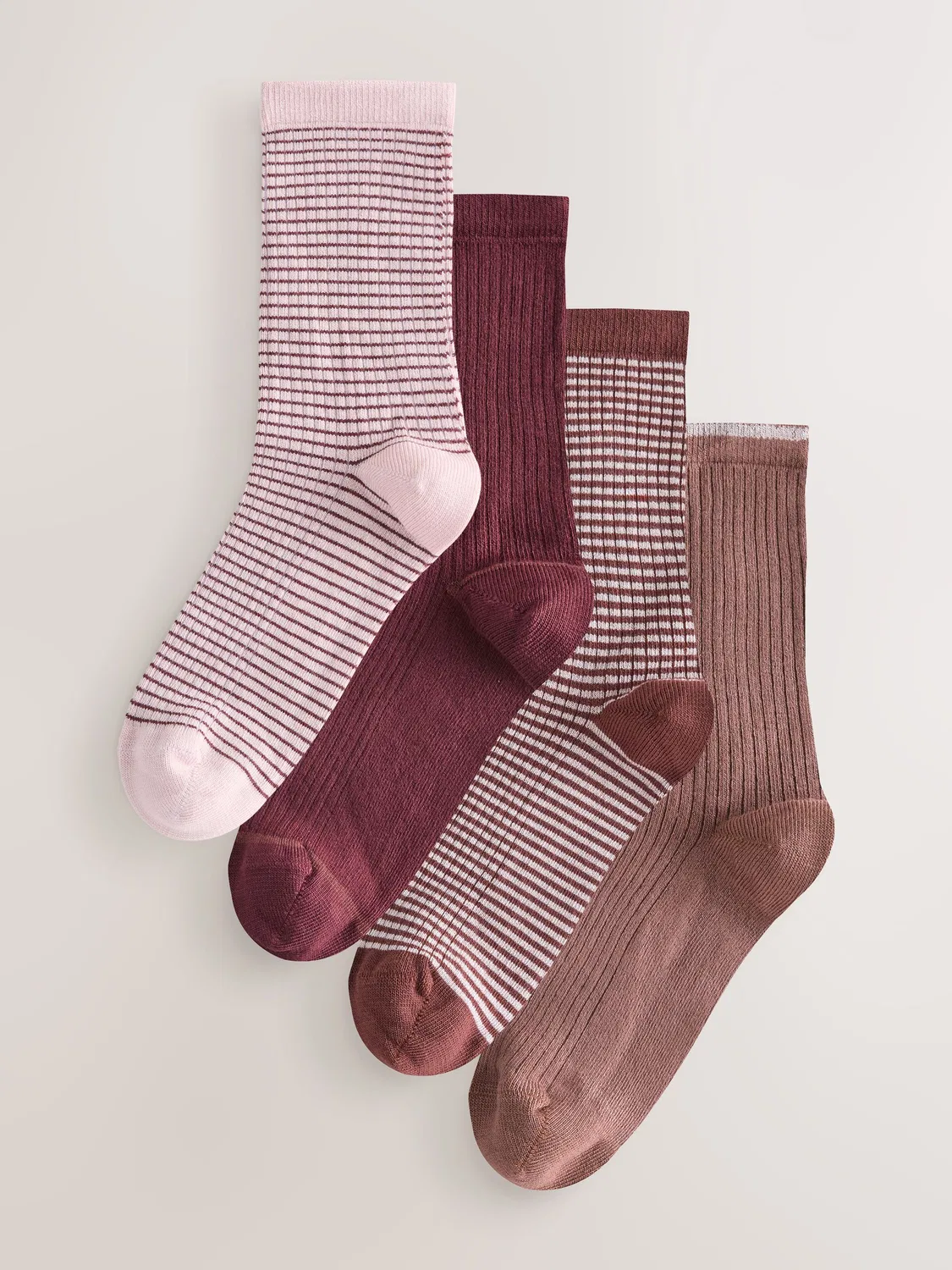 Носки, ребристые, 4 пары, Berry Stripe Next, ягодный принт