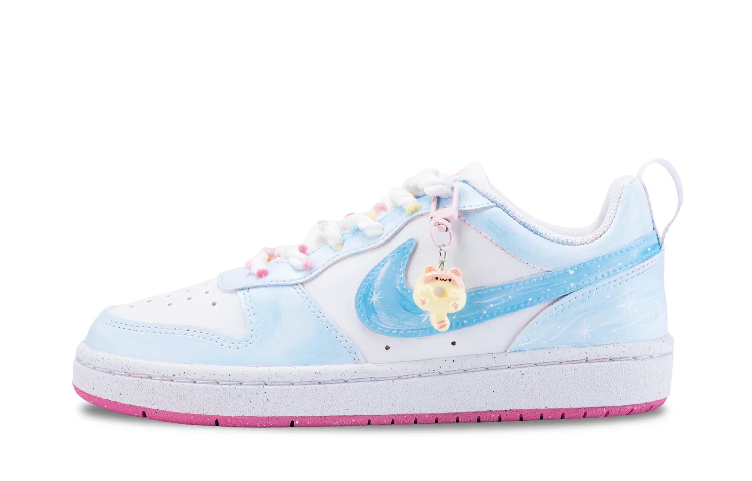 Детские кроссовки для скейтбординга с принтом Sweet Summer Nike, Blue White (Pink Shopping Bag) — фото 3