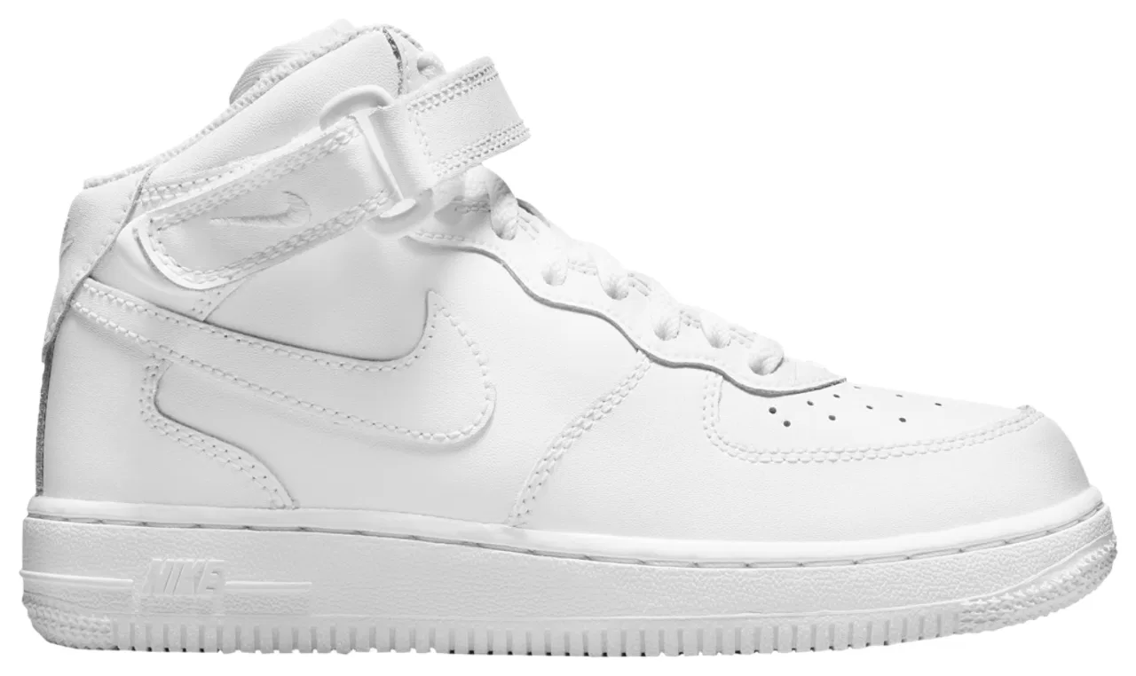 Детские кроссовки для мальчиков с кожаным верхом Nike Air Force 1 Mid LE, White/White/White