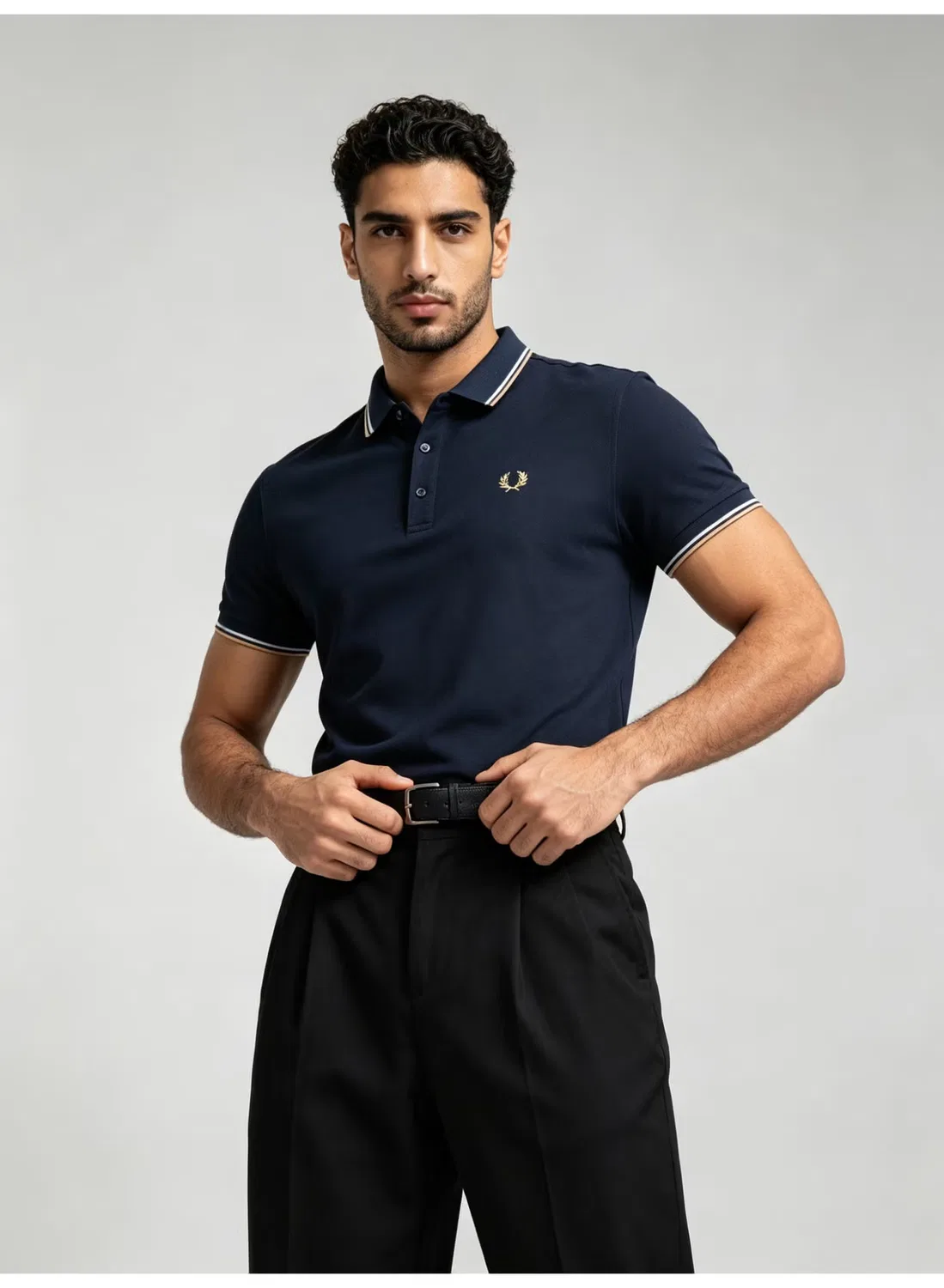 Поло с контрастными полосками Fred Perry, фиолетово-синий — фото 4