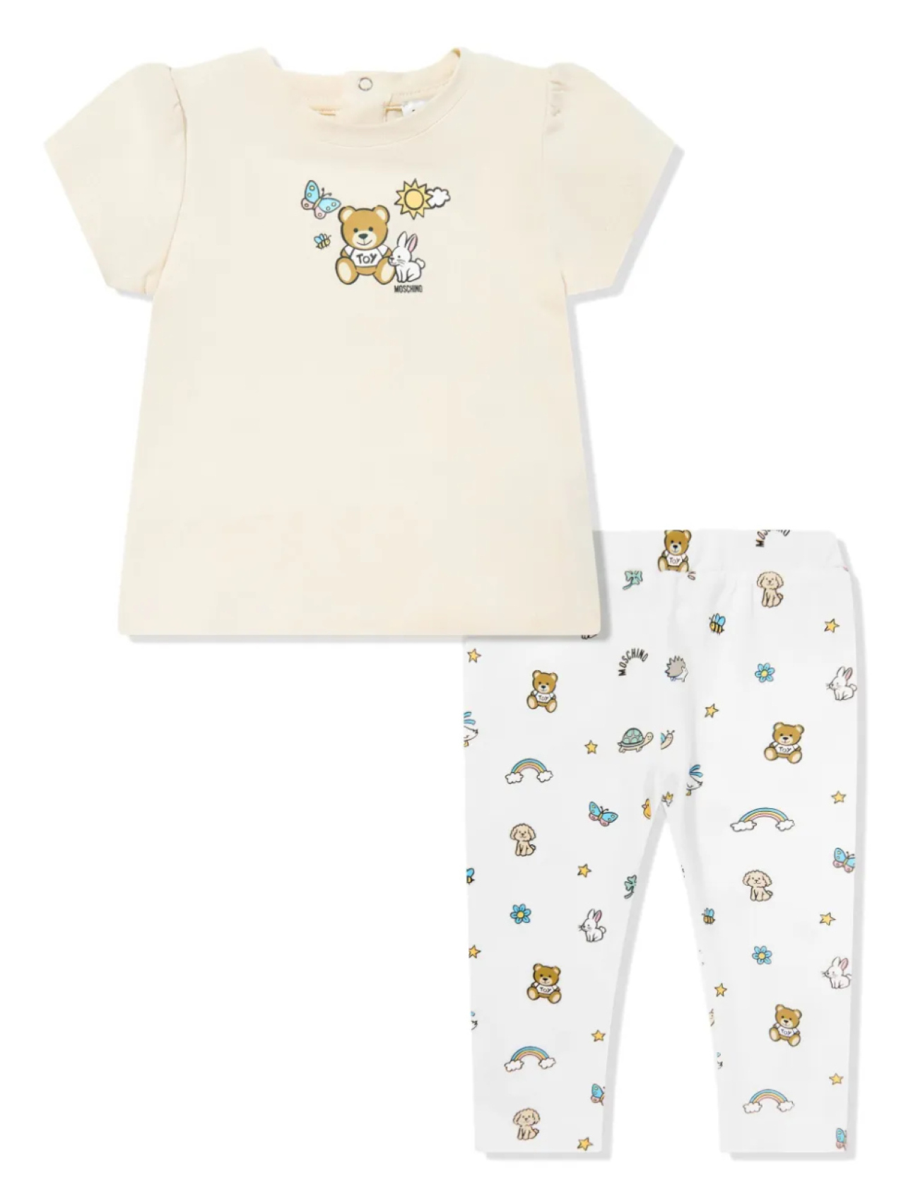 

Леггинсы с принтом плюшевого мишки (комплект из двух штук) Moschino Kids, белый