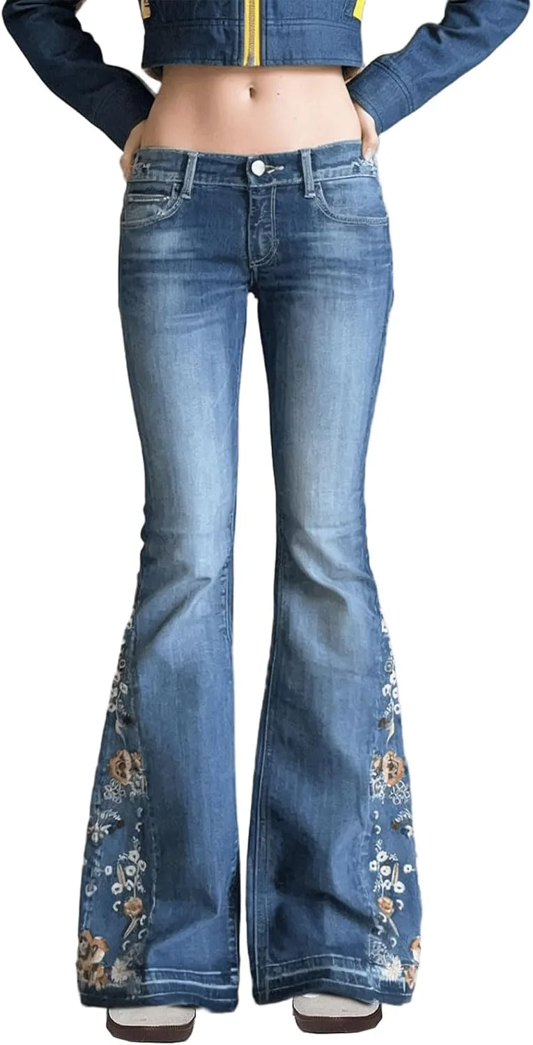 

Женские джинсы с низкой посадкой и расклешенным низом stretch denim Djeanxa