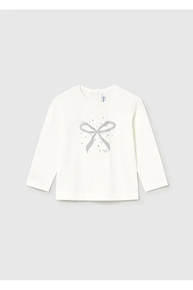 Детская футболка для девочек с длинным рукавом Winter baby girl basic long sleeve tshirt Mayoral, Ecru