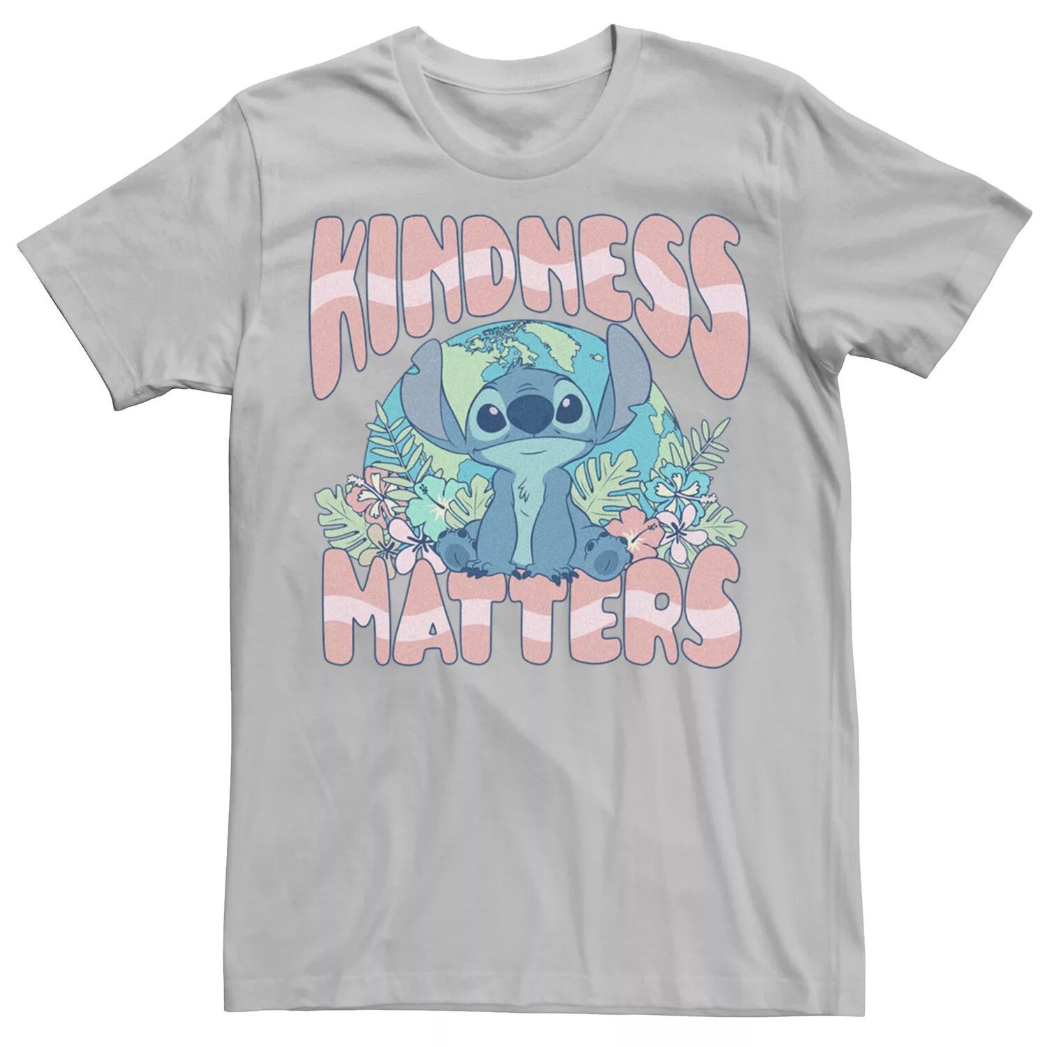 

Мужская футболка цвета земли с цветочным принтом Disney Lilo And Stitch Kindness Matters Licensed Character