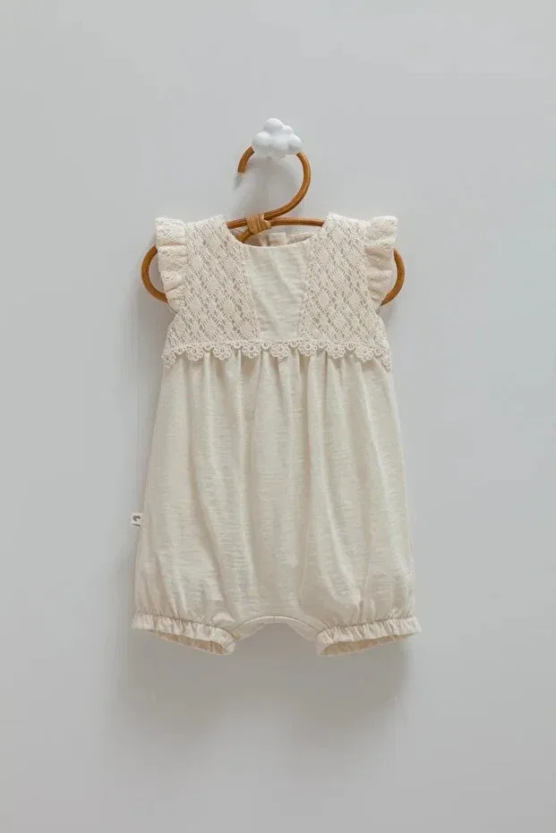 Детский комбинезон для девочек кружевной Caramell, Beige