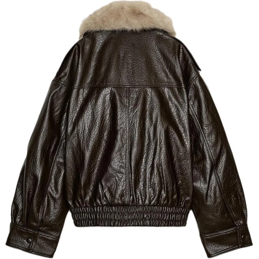 Женское пальто с лацканами Dark Brown ZARA, Темно-коричневый — фото 3
