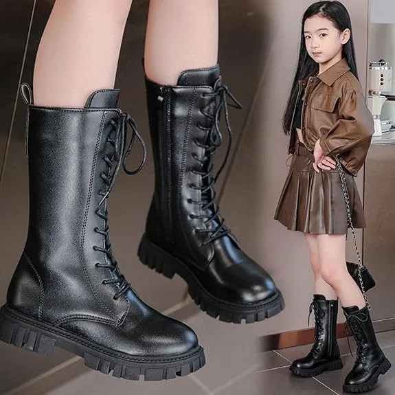 Детские ботинки для девочек со шнуровкой Girl and Doll, White Gold — фото 3