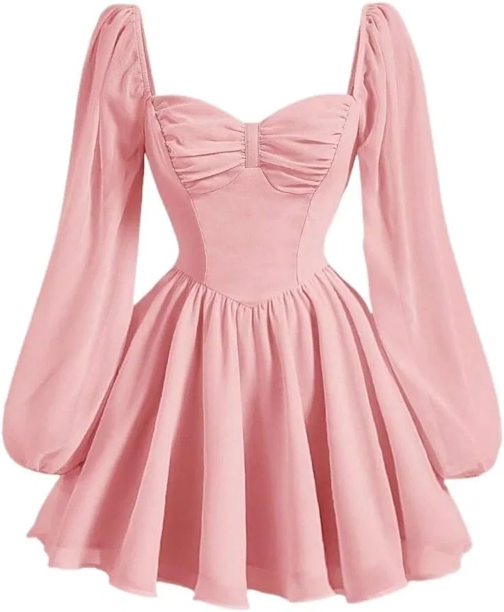 Женское мини-платье А-силуэта с воротником-асимметрией, Coral Pink