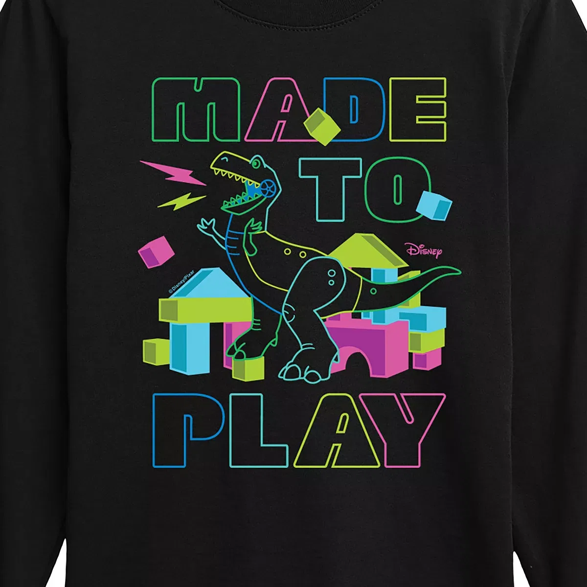 Детская футболка с длинным рукавом с принтом Rex Made To Play Disney, Black — фото 2