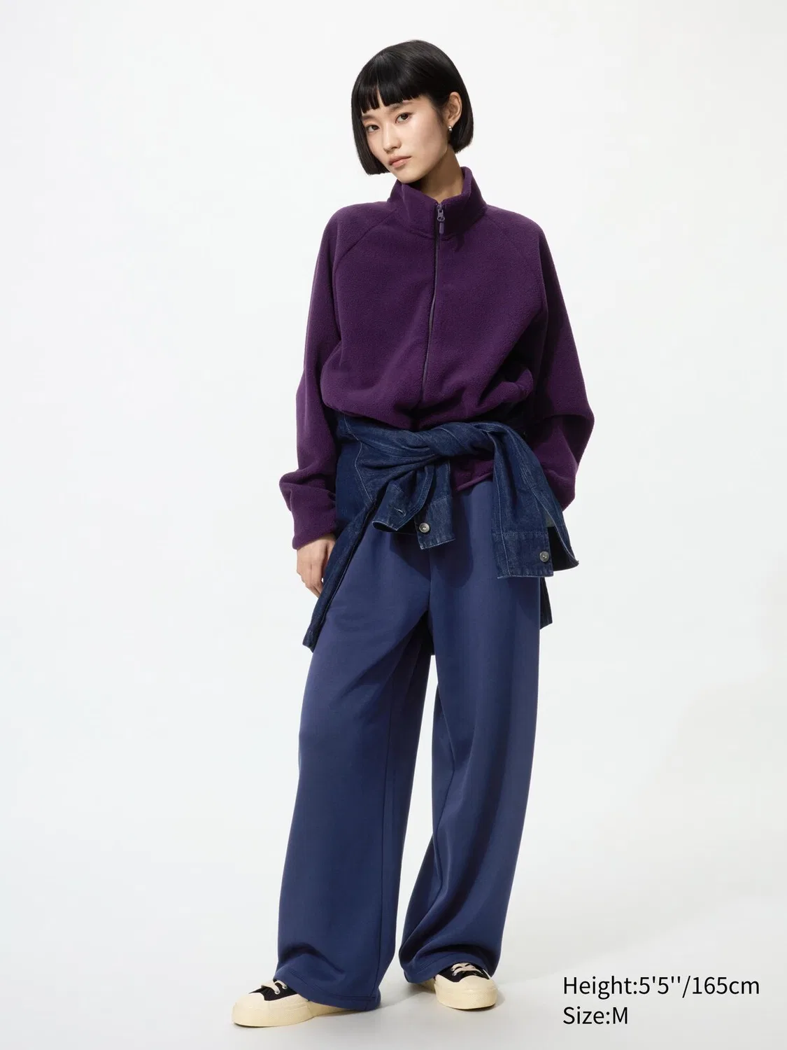 Спортивные брюки Uniqlo, теплые, широкие, с ворсистой подкладкой, темно-синий