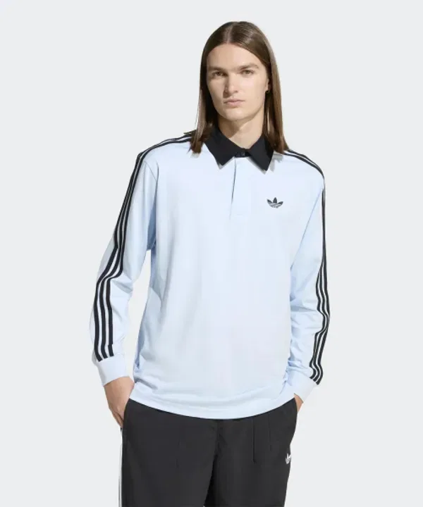 Футболка поло с длинным рукавом 3-полоски Кристал Скай Adidas