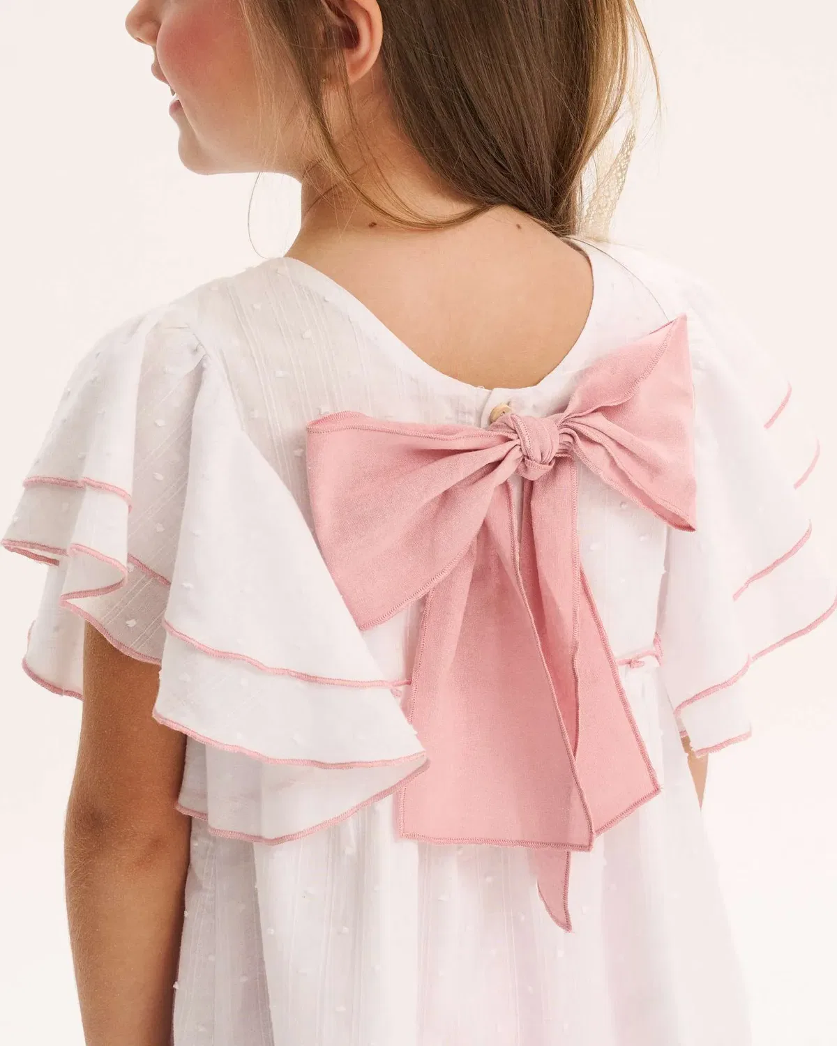 Детское платье для девочек с воланами Plumeti Dadati, Blanco / Rosa — фото 3