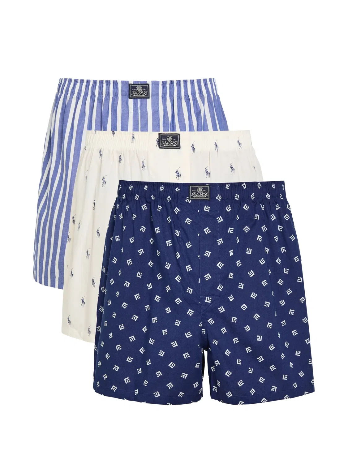 Трусы-боксеры в полоску, набор из трех - синие Polo Ralph Lauren, синий