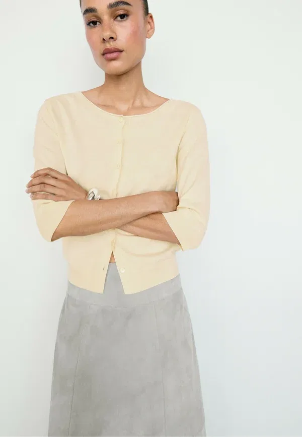 Кардиган из хлопка Cardigan Massimo Dutti, Light Yellow, светло-желтый