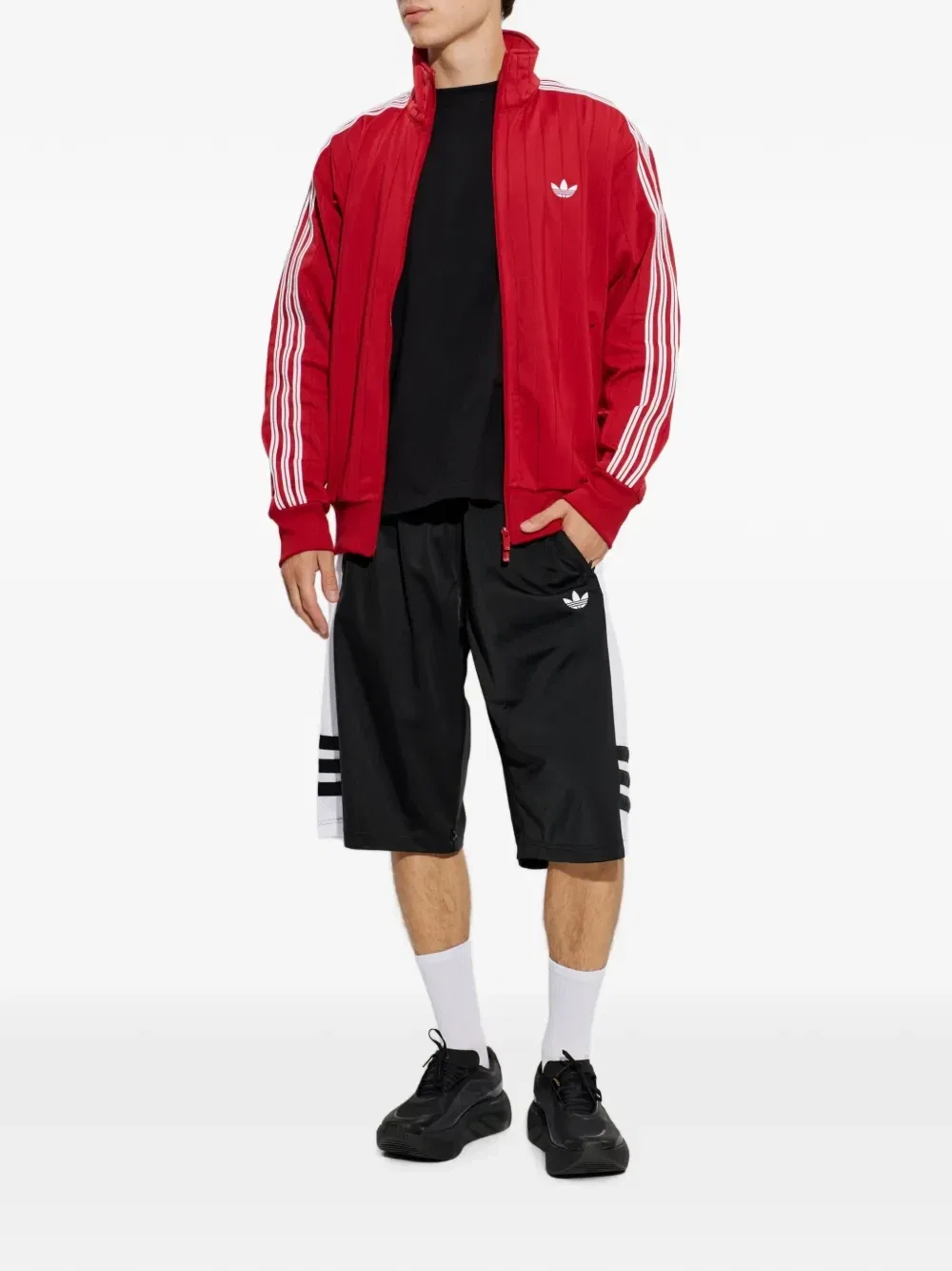 Джемпер на молнии с вышитым логотипом Adidas, красный — фото 2