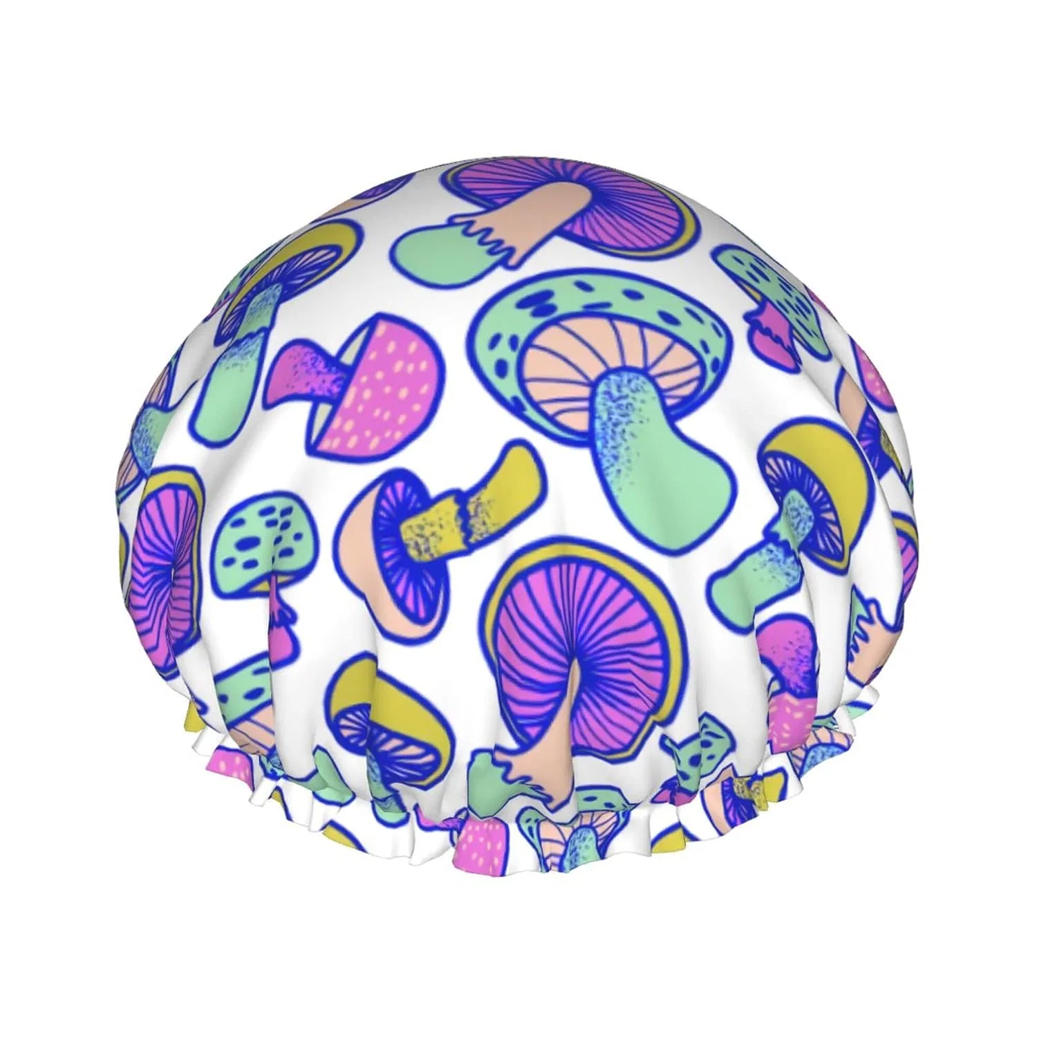 Шапочка для душа Двухслойная, Oudrspo, 1 шт., Colorful Mushrooms