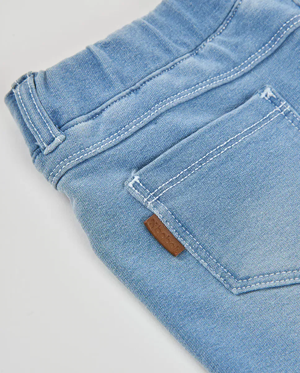 Детские шорты для девочки из футера с эффектом денима Boboli, Azul Denim — фото 4