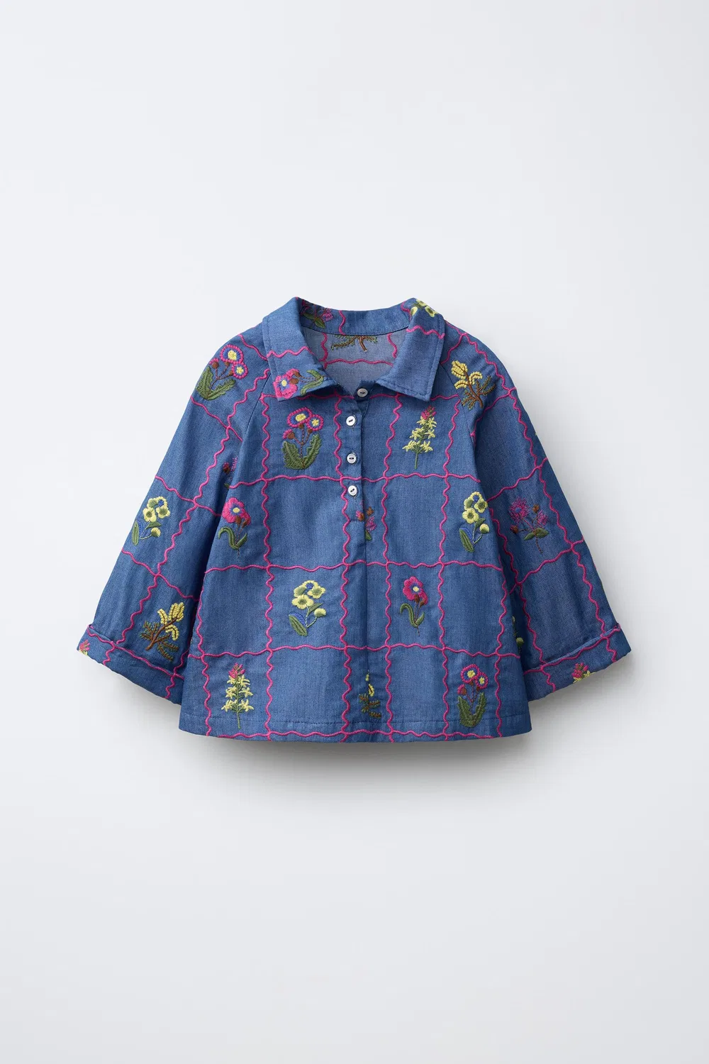 Рубашка с вышивкой ZARA, Indigo